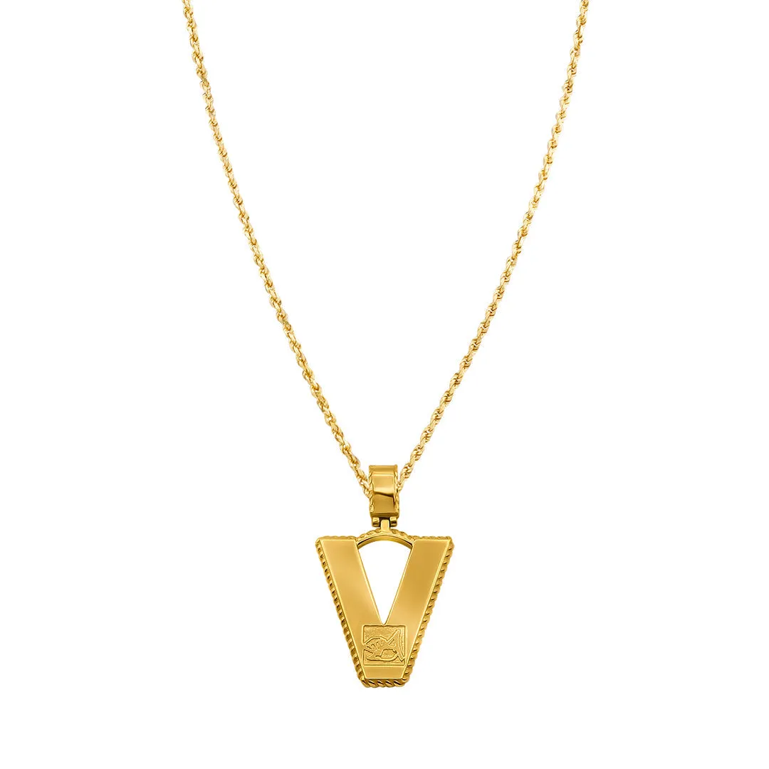 14K Gold & Diamonds Letter "V" Pendant 1.76ctw