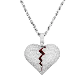 14k Iced Out Broken Heart Pendant 7.56ctw