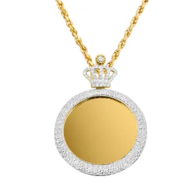 14K Iced Out Crown Memory Pendant 1.29ctw