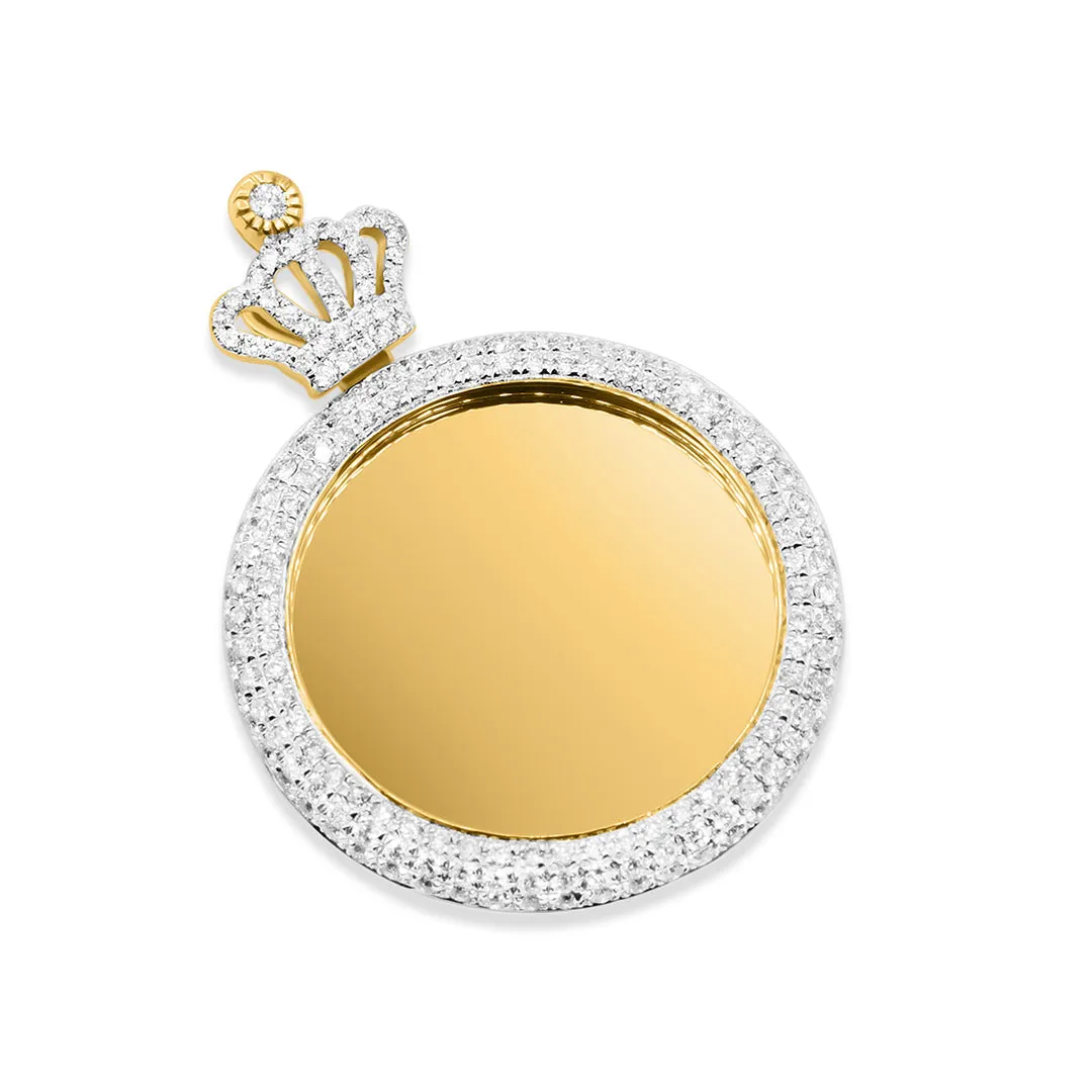 14K Iced Out Crown Memory Pendant 1.29ctw