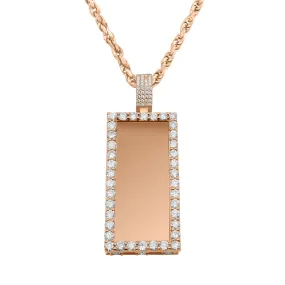 14K Men's Rose Gold & Diamond Rectangle Pendant 8.24ctw