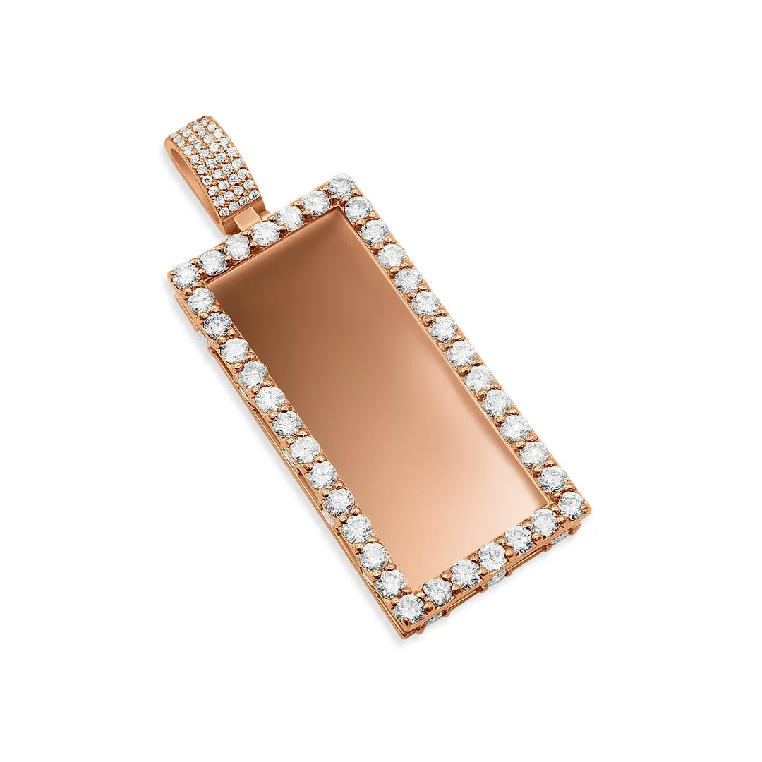 14K Men's Rose Gold & Diamond Rectangle Pendant 8.24ctw