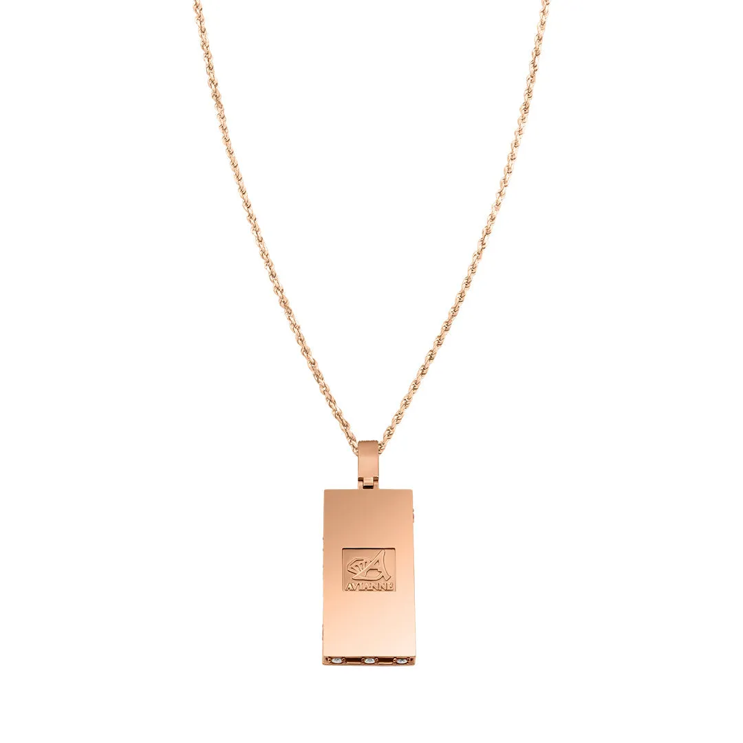 14K Men's Rose Gold & Diamond Rectangle Pendant 8.24ctw