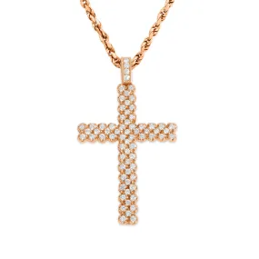 14K Rose Gold & Diamond Cross Pendant 2.50ctw