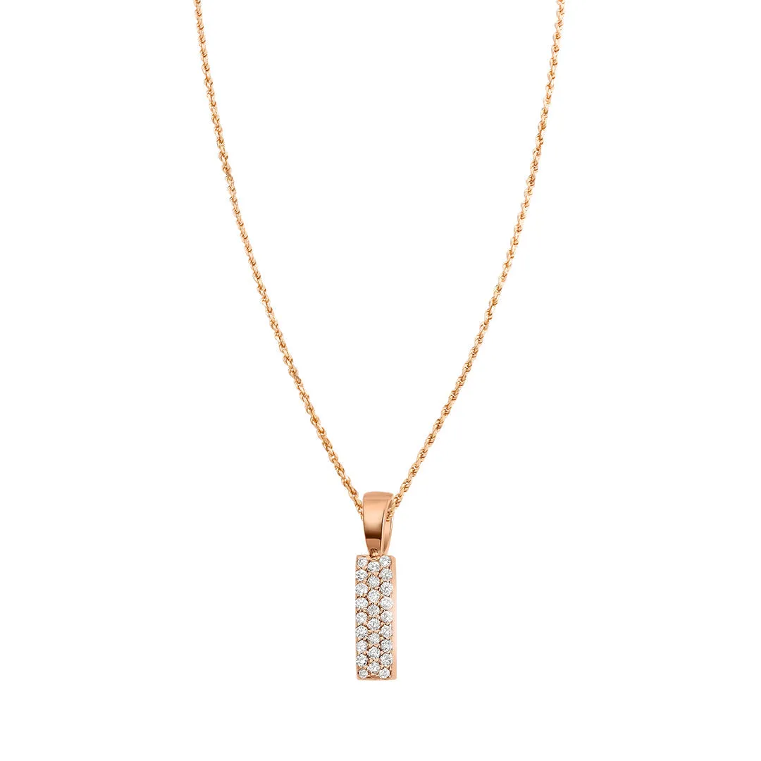 14K Rose Gold & Diamond Letter "I" Pendant 0.50 ctw