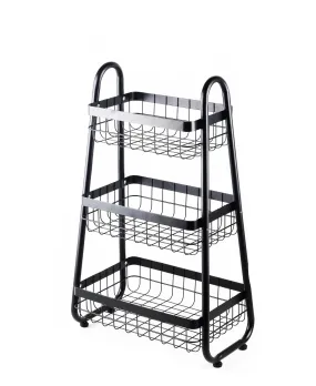 Aqua French 3 Tier Vegetable Rack - Black