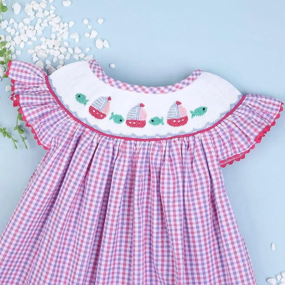 Babeeni Hand smocked boat bishop dress