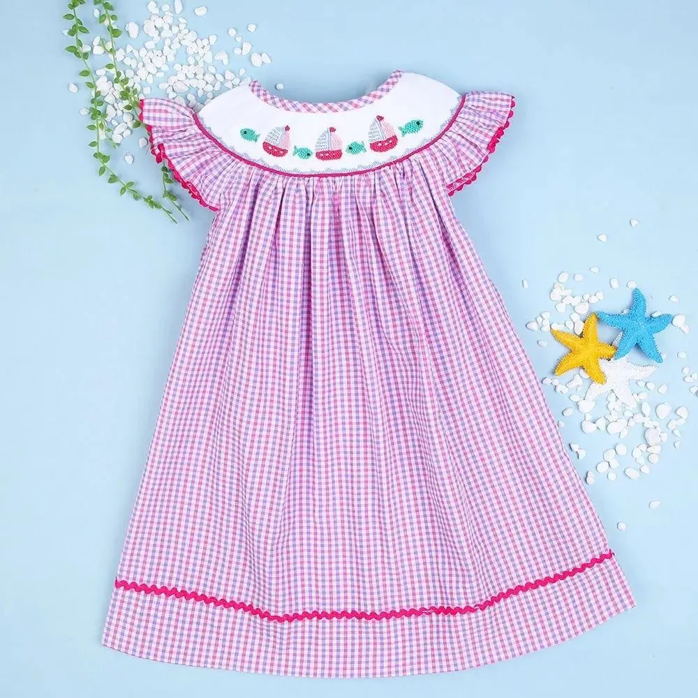 Babeeni Hand smocked boat bishop dress