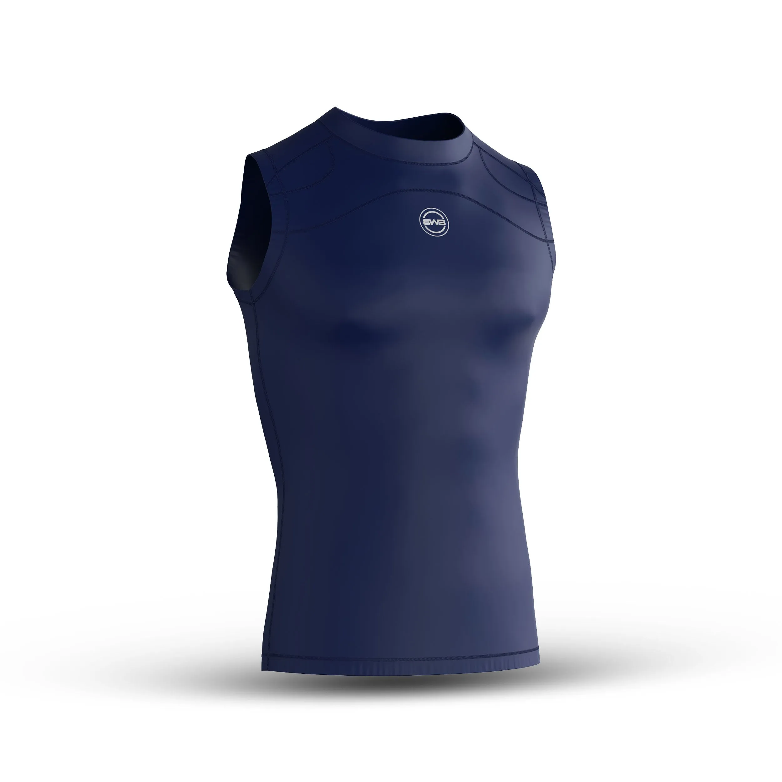 BWB Men's Navy Blue Compression Top Sleeveless