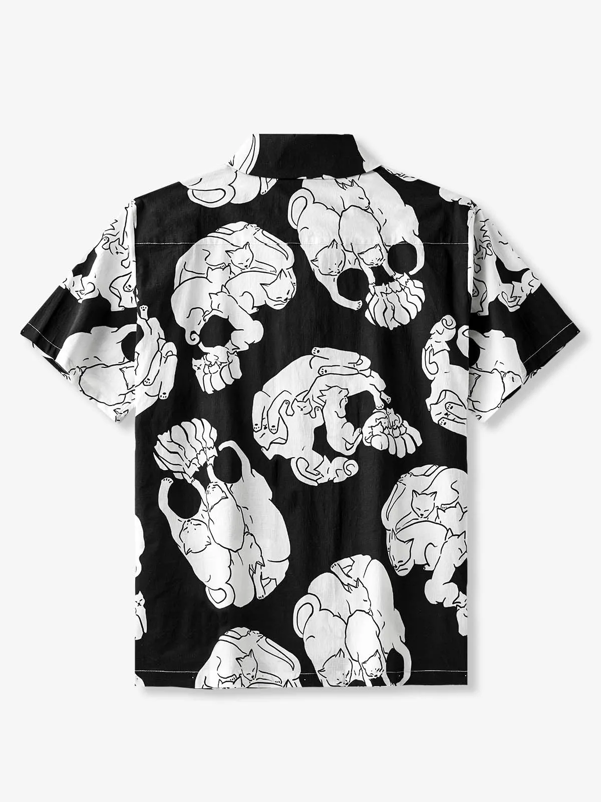 Cat & Skull Cotton Camp Shirt