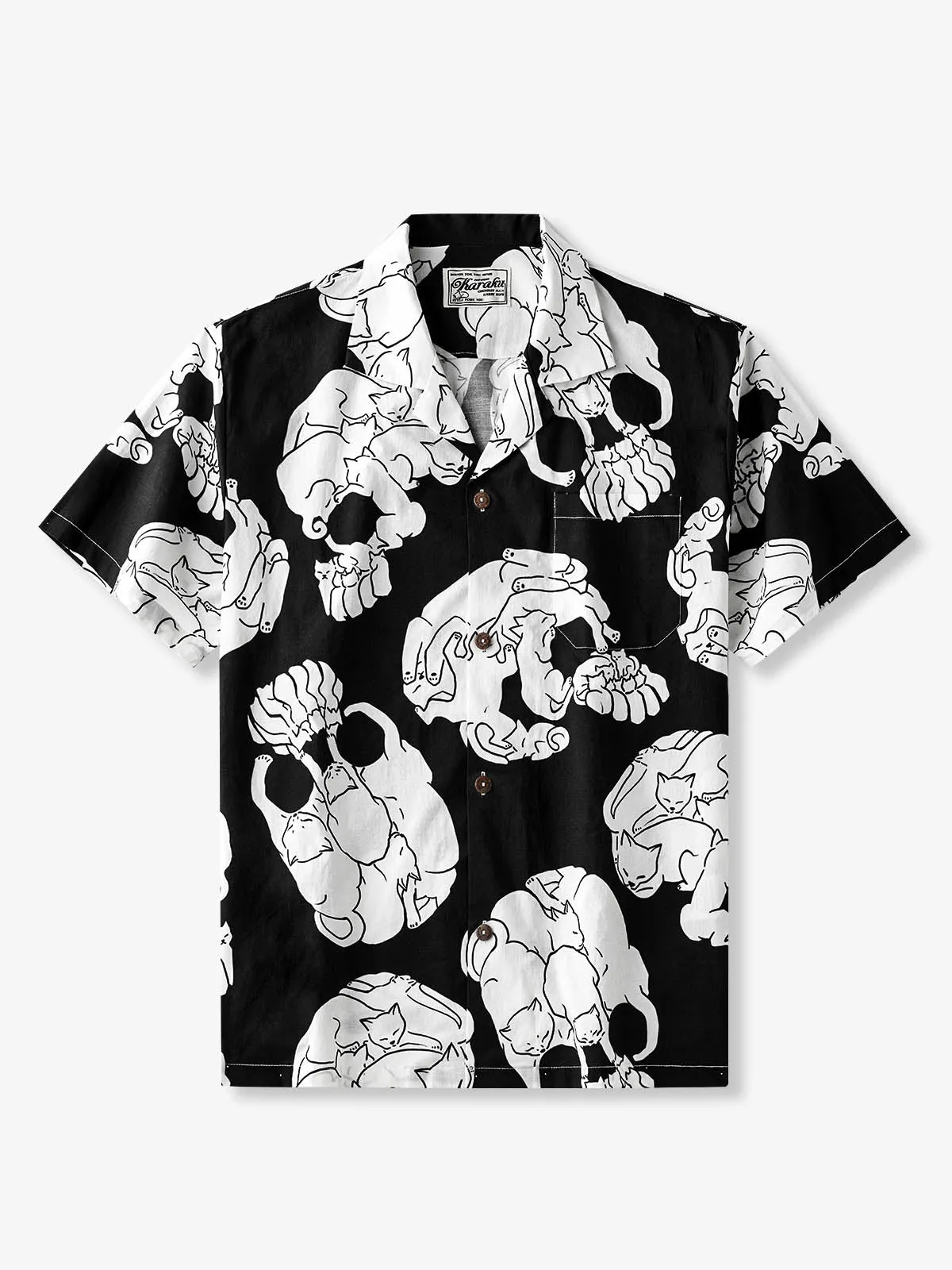 Cat & Skull Cotton Camp Shirt