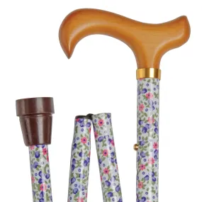 Classic Canes Slimline Folding Cane - White Floral