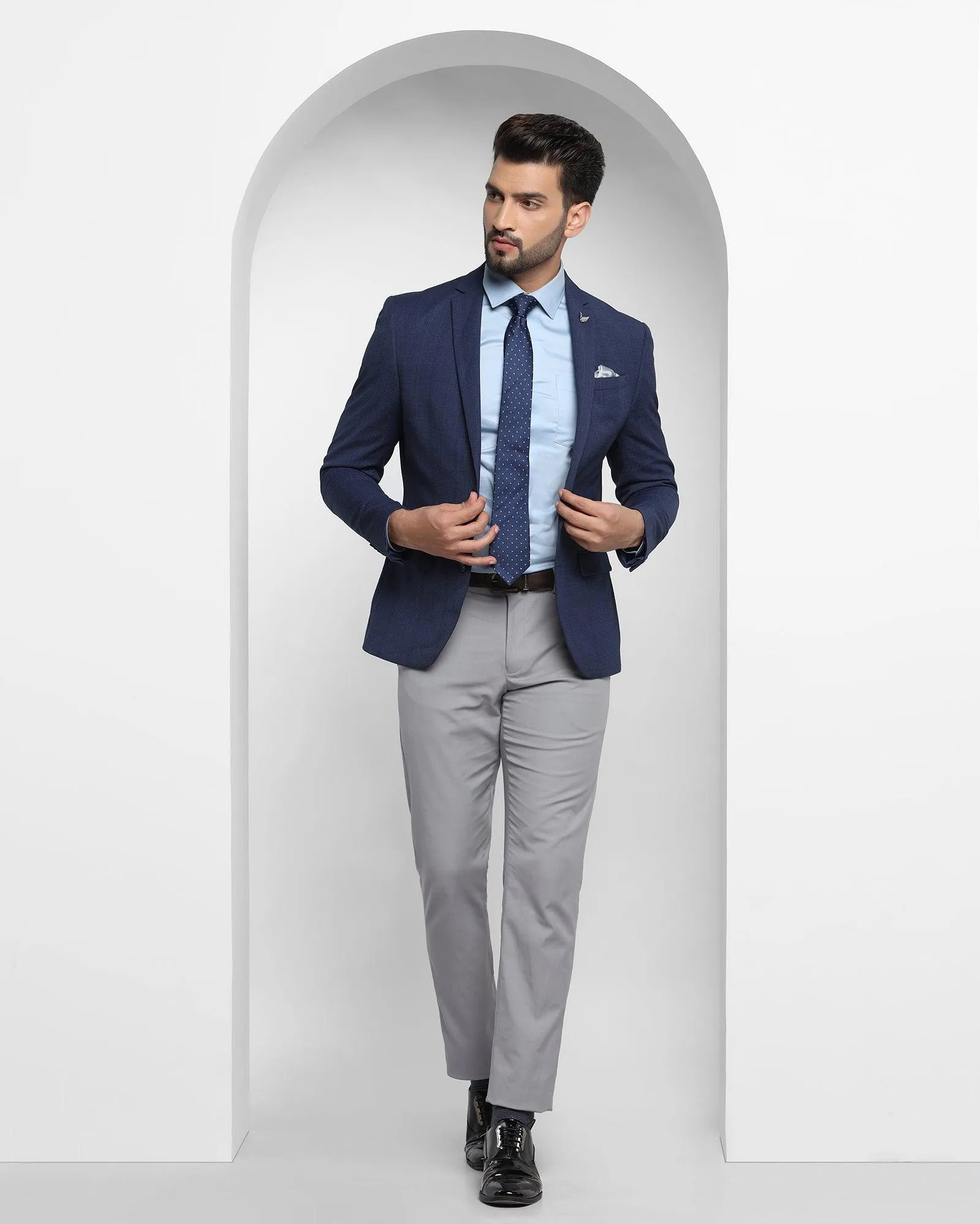 Formal Blue Check Blazer - Chestoro