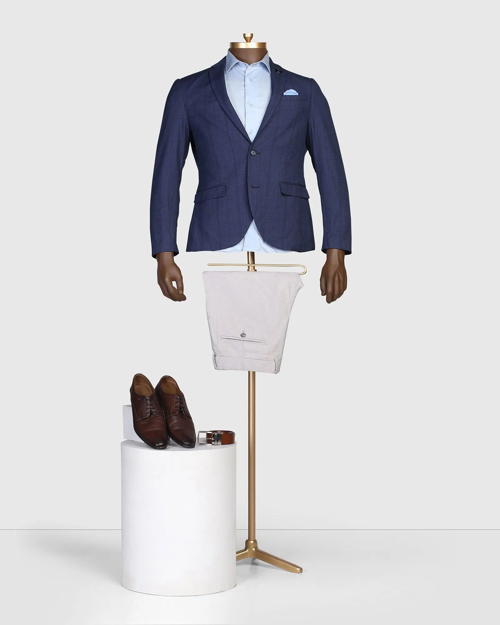 Formal Blue Check Blazer - Chestoro