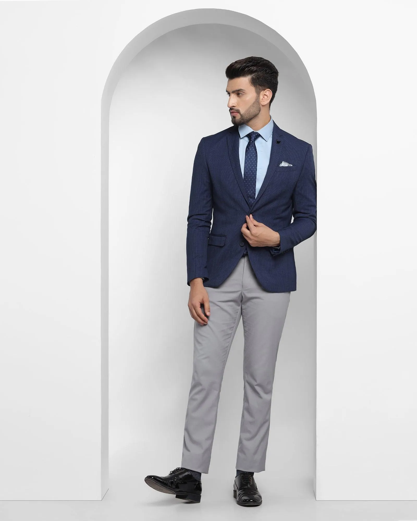 Formal Blue Check Blazer - Chestoro