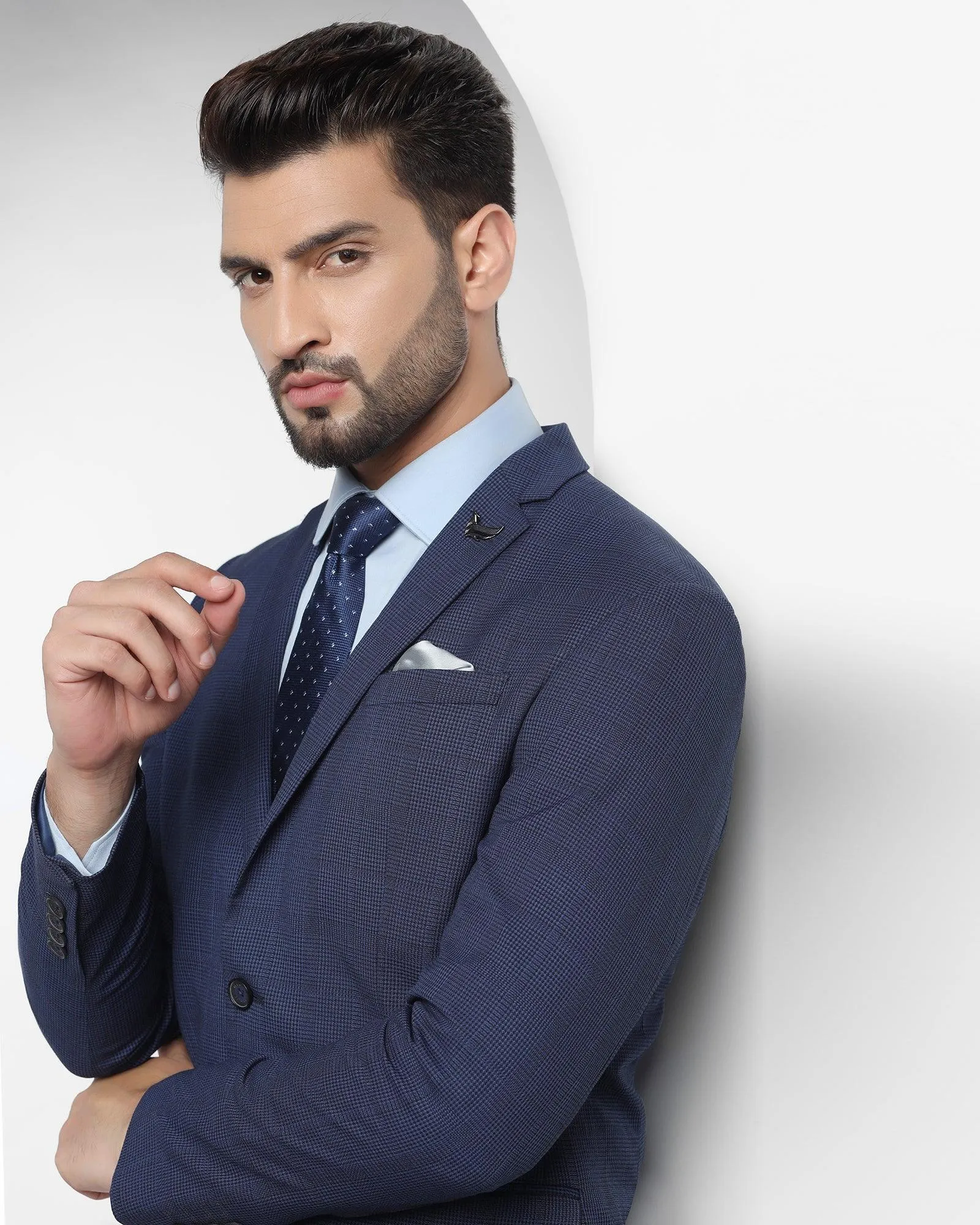 Formal Blue Check Blazer - Chestoro