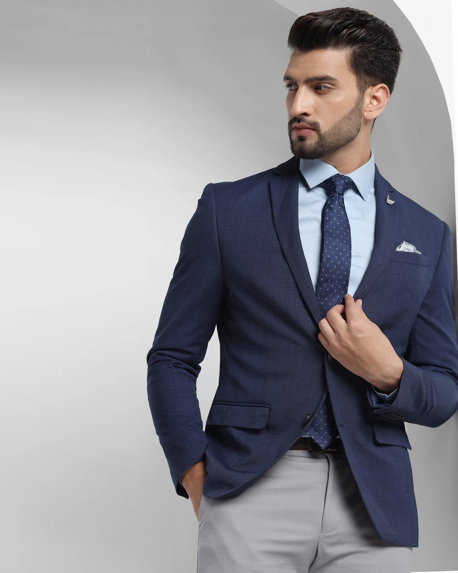 Formal Blue Check Blazer - Chestoro