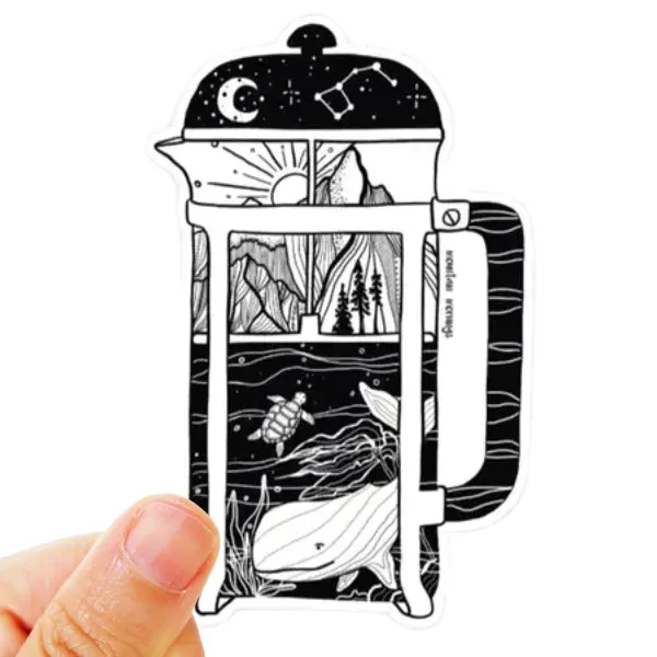 French Press Vinyl Sticker