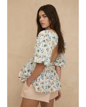 Griffin Botanical Floral Open Back Top