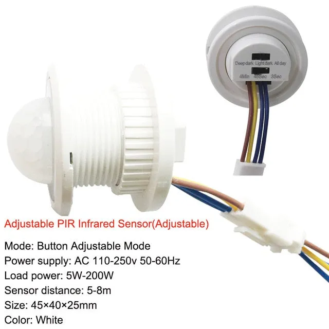 High Quality 10MM AC 85-265V PIR Infrared Motion Sensor Detector Adjustment Mode Switch Rotate160 Degrees Outdoor LED Wall Light