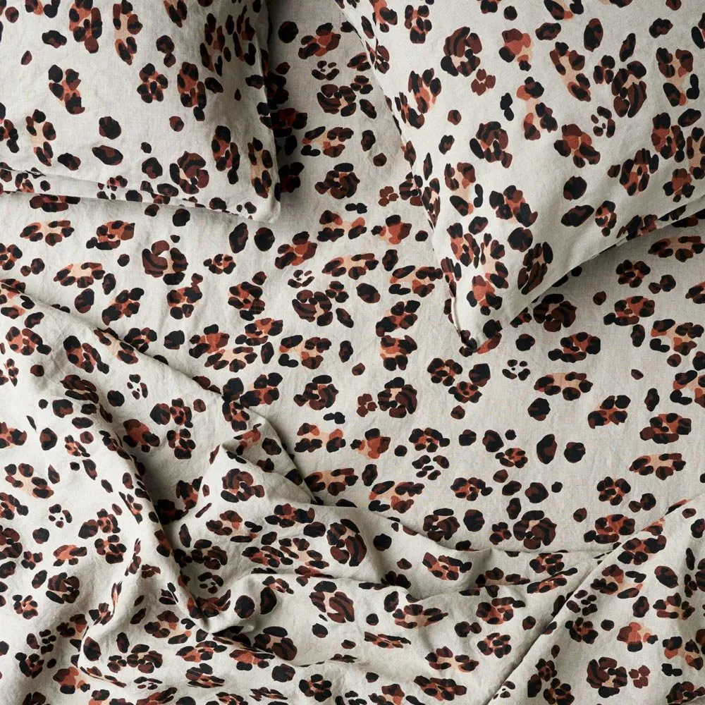 Leopard 100% Linen Flat Sheet