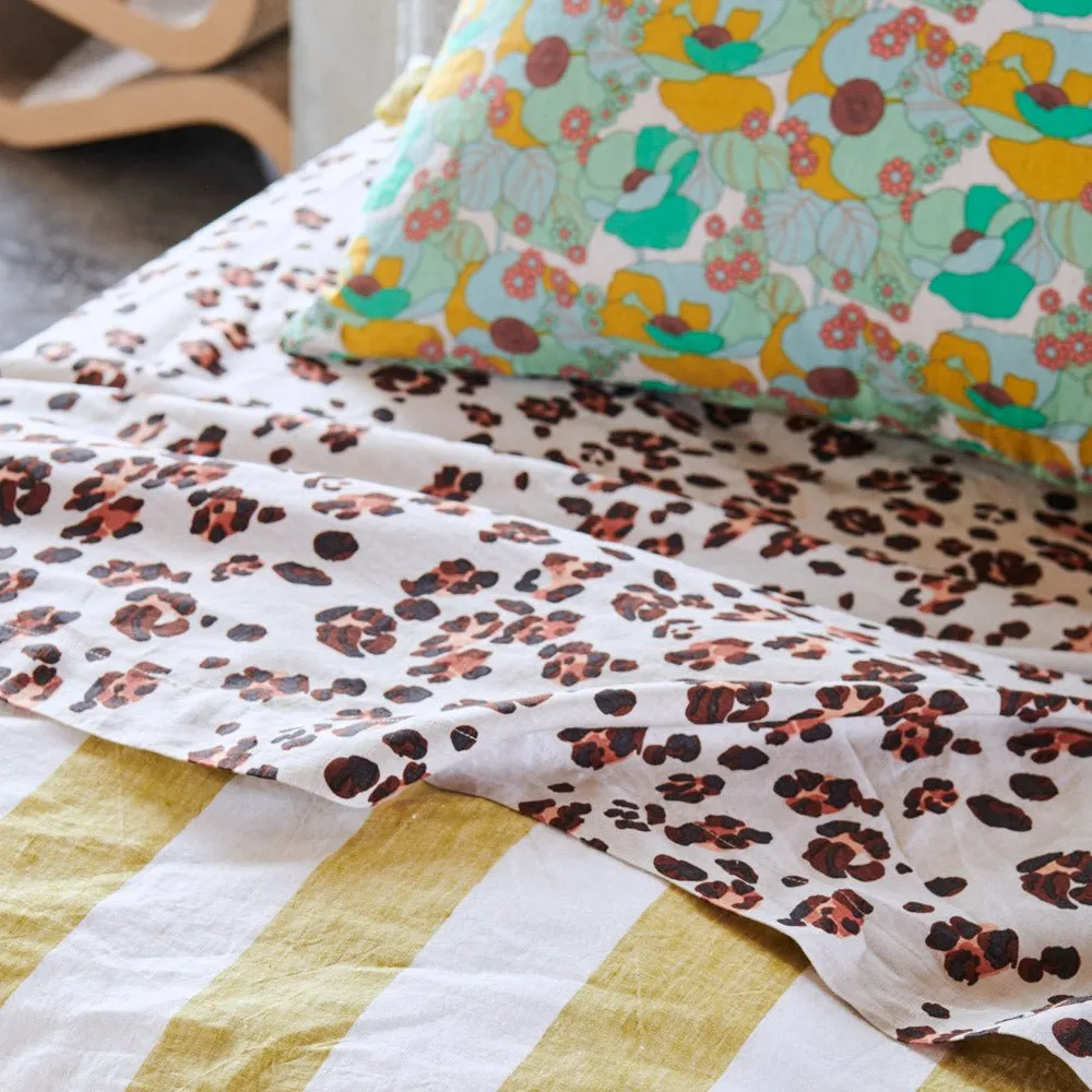 Leopard 100% Linen Flat Sheet