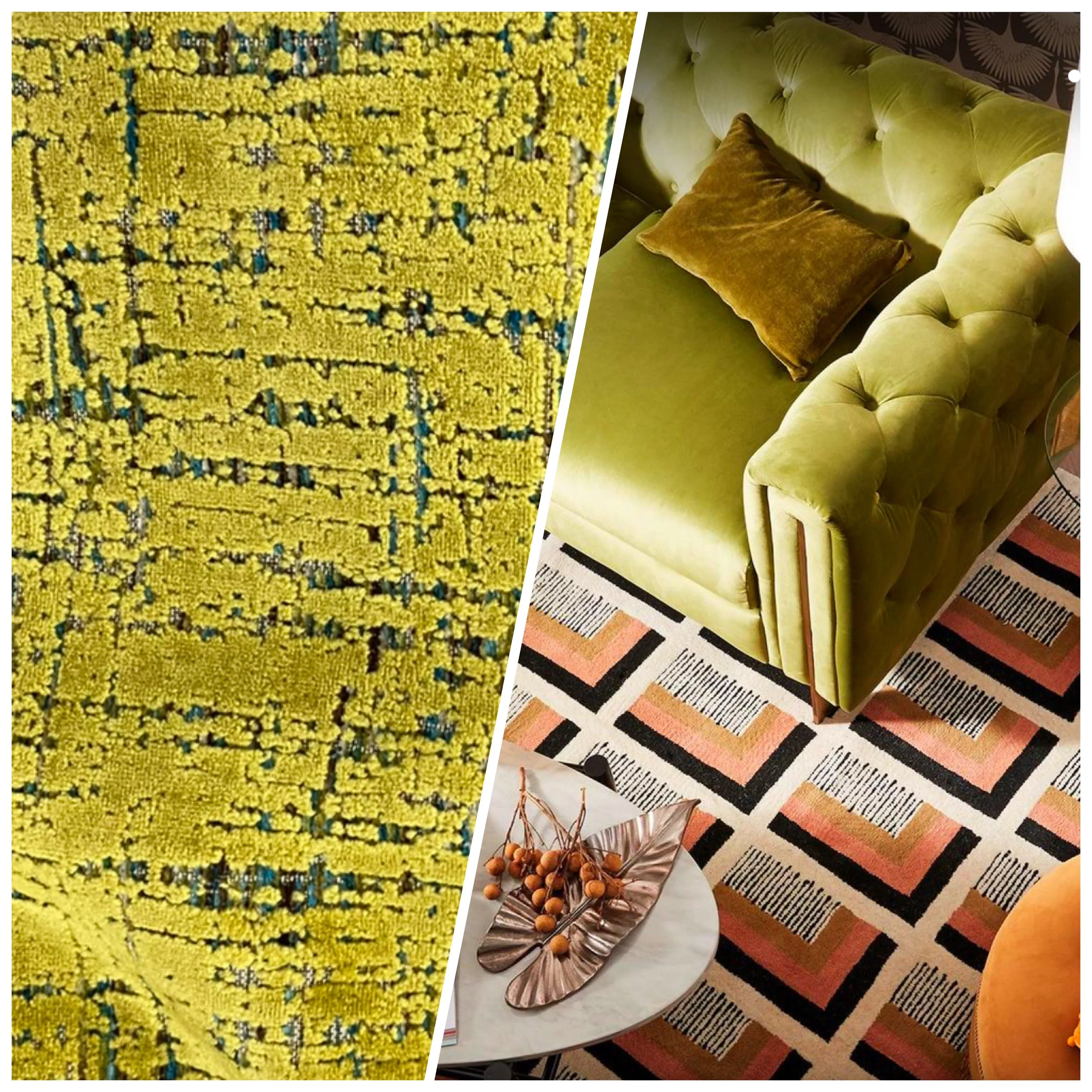 NEW Prince Archibald Novelty Upholstery Burnout Chenille Velvet Fabric in Electric Yellow