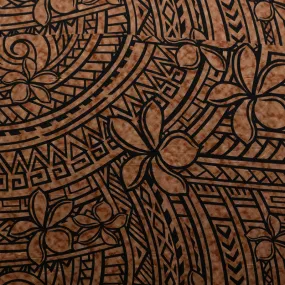 Plumeria Tribal Design Fabric| Peachskin