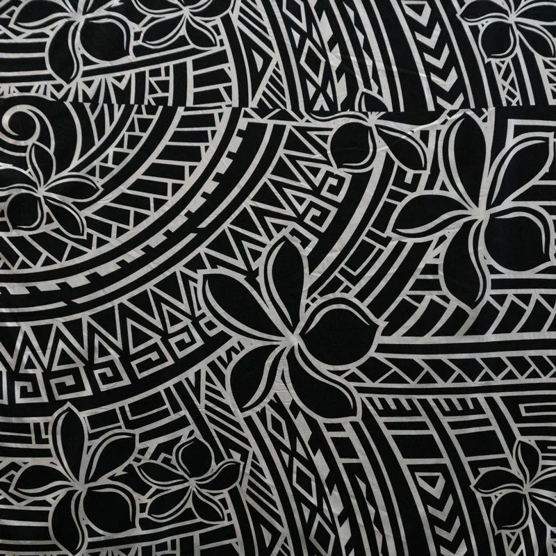 Plumeria Tribal Design Fabric| Peachskin