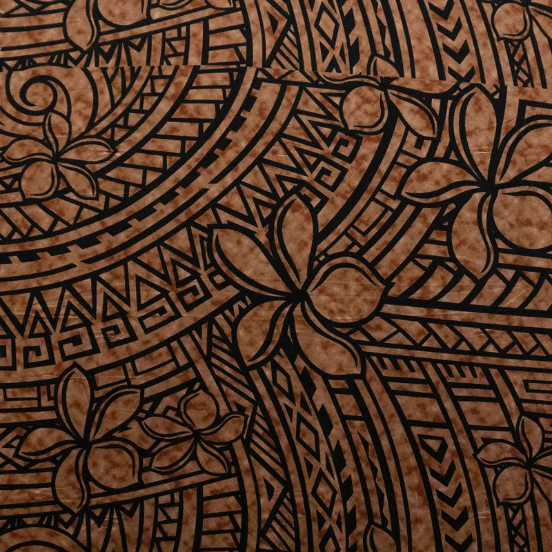 Plumeria Tribal Design Fabric| Peachskin