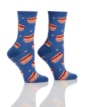 "Hot Dogs" Cotton Dress Crew Socks by YO Sox - Medium