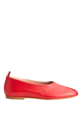 Red Leather Ballet Flats