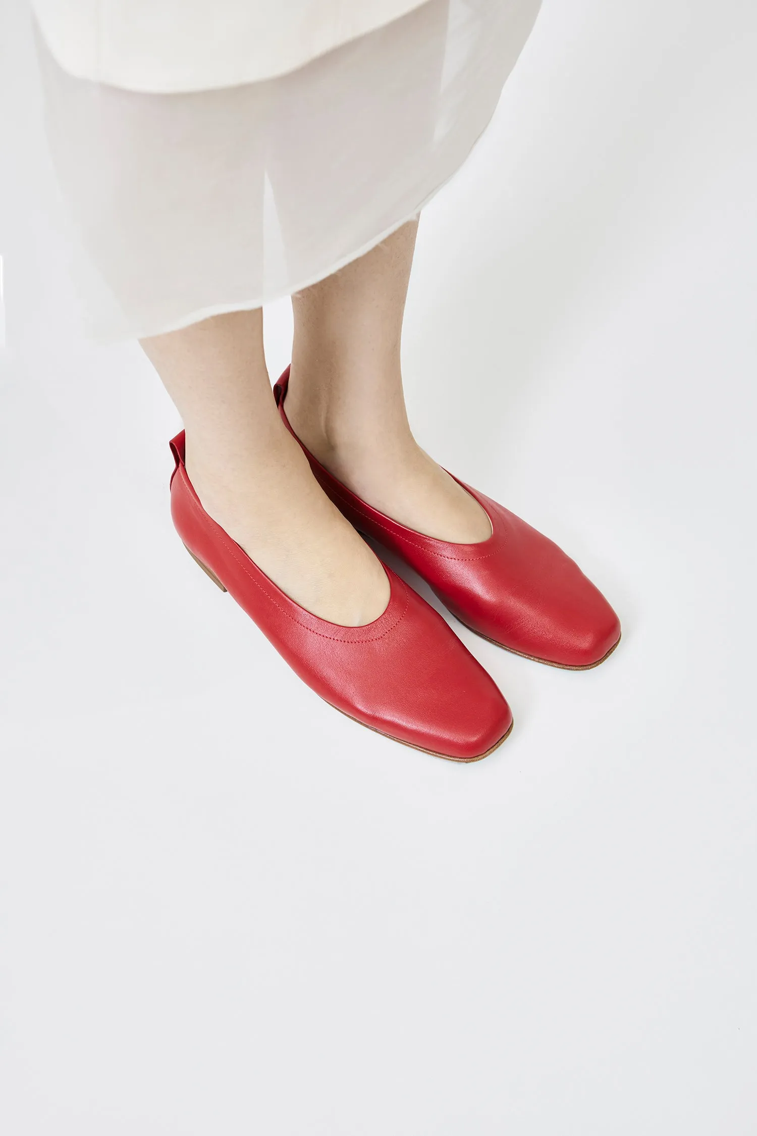 Red Leather Ballet Flats