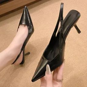 Simple Solid Color Fashion Feminine Pointed Dress Party High Heel