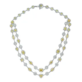 Summer Yellow & White Diamond Necklace (16.54 ct Diamonds) in Gold