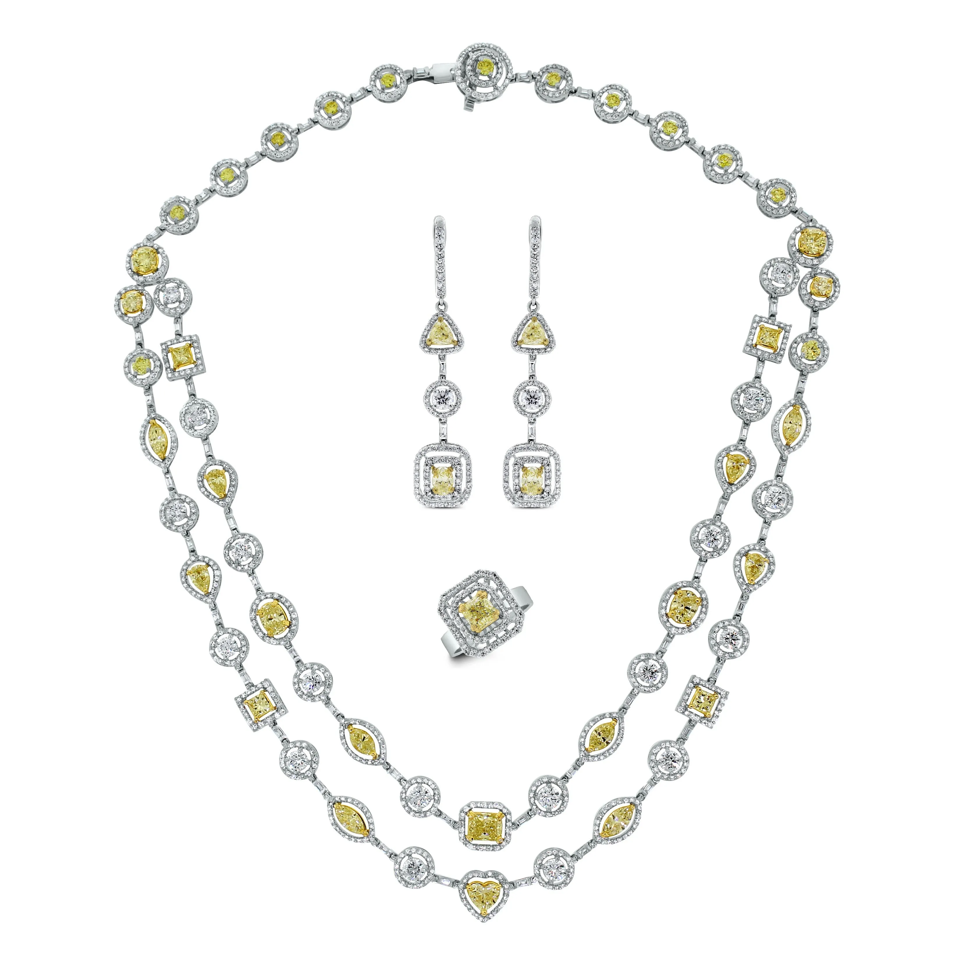 Summer Yellow & White Diamond Necklace (16.54 ct Diamonds) in Gold