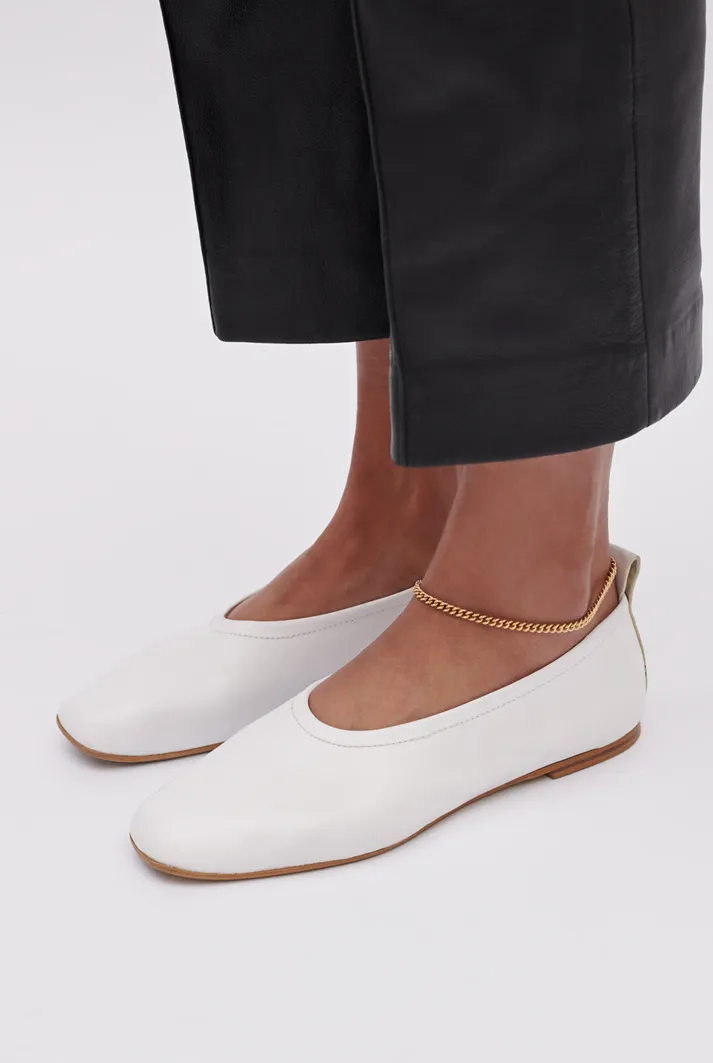 White Leather Ballet Flats