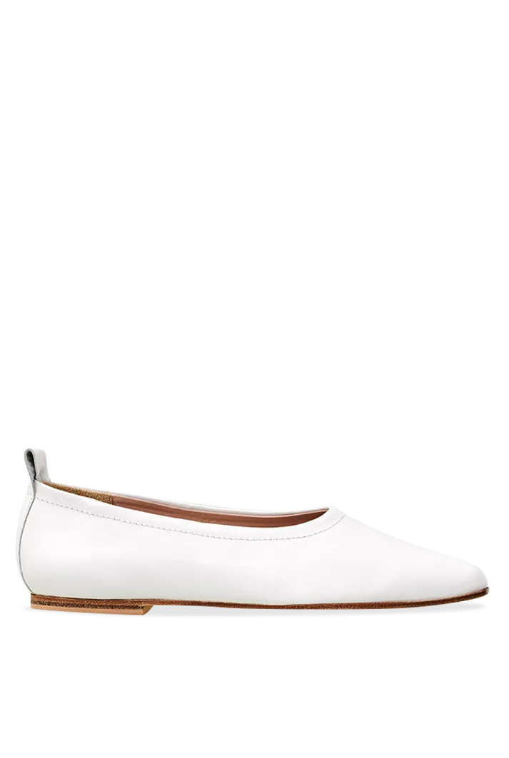 White Leather Ballet Flats